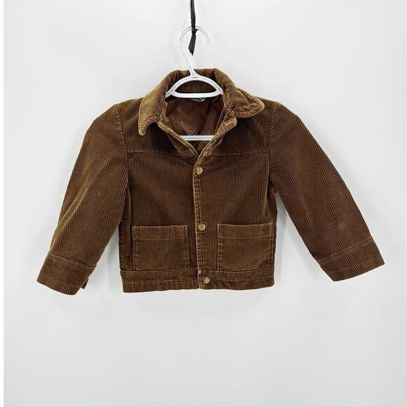Vintage Sears corduroy brown corduroy jacket front pockets size 8 western cabin